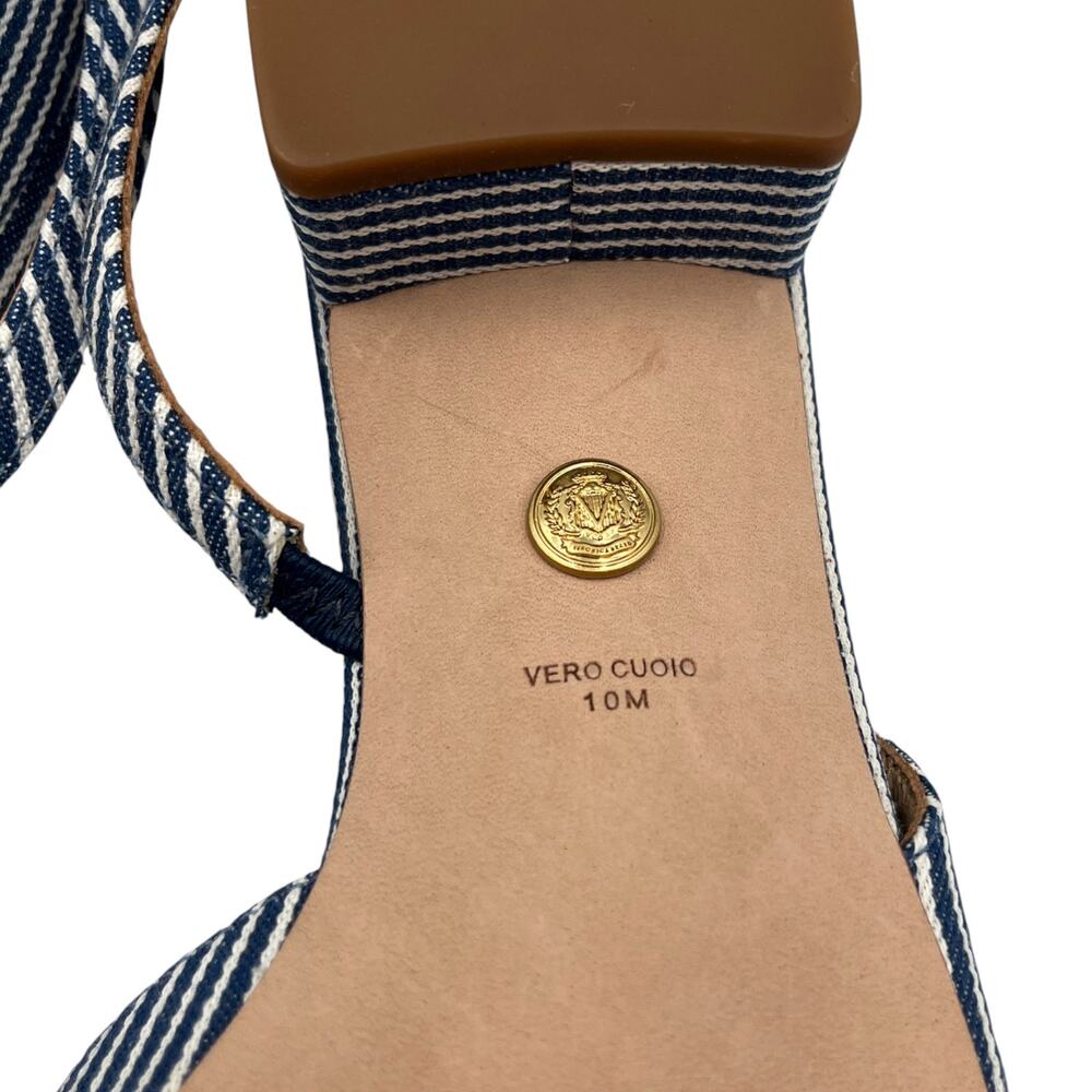 Veronica Beard Cecile Striped Slingback Block Heel Ballerina Pumps Blue Sz 10M - Picture 9 of 10
